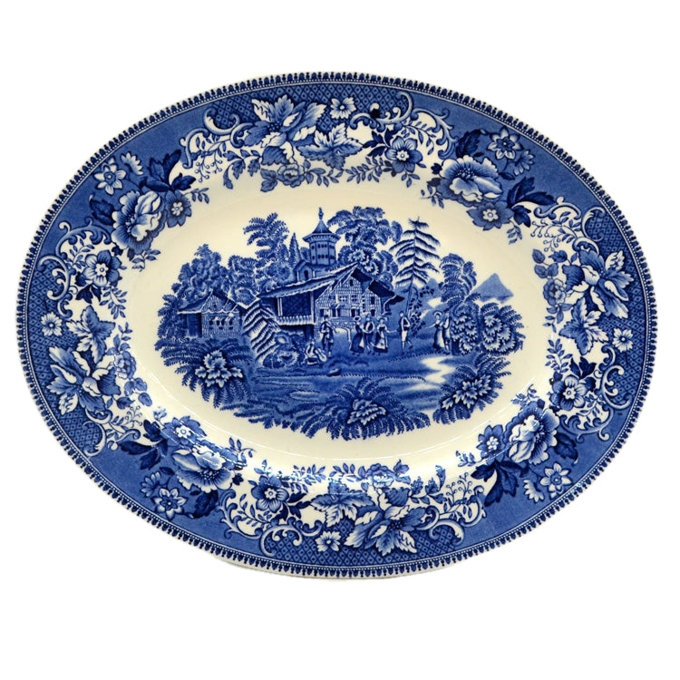 Wedgwood & Co Blue and White China Avon Cottage Platter Vintage