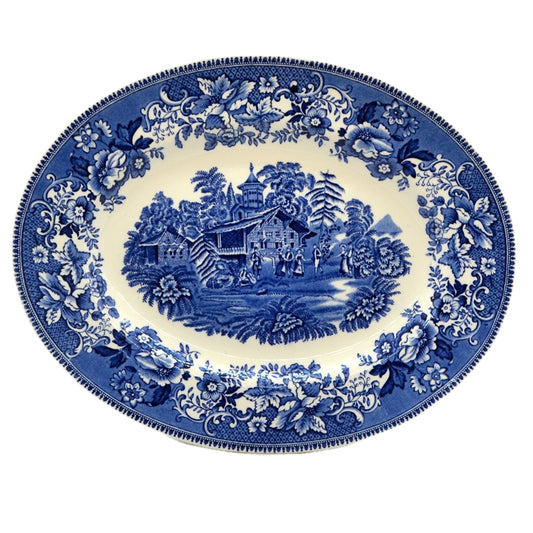 Wedgwood & Co Blue and White China Avon Cottage Platter