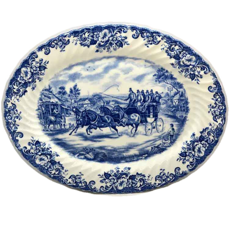 Johnson Brothers Blue And White China Coaching Scene Platter