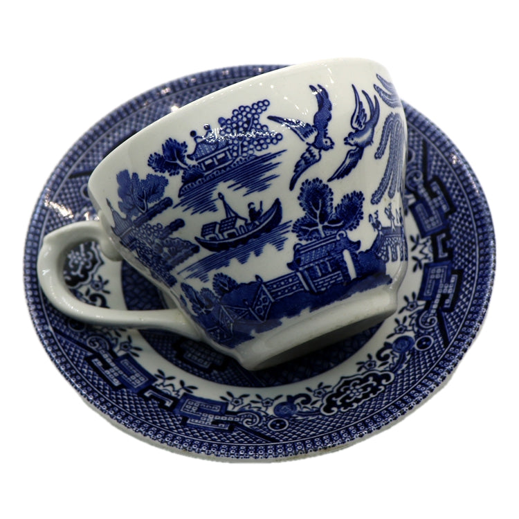 Churchill Blue Willow Blue And White China Teacup and Saucer