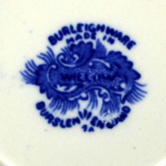 Burgess & Leigh Burleigh Ware Willow Blue and White china Tea Cup Trio 1935