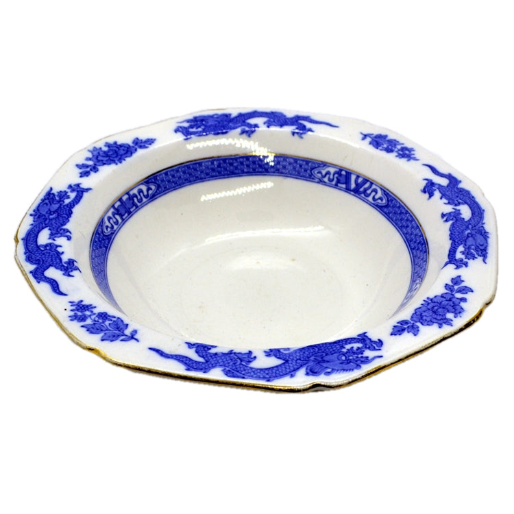 antique blue dragon serving bowl