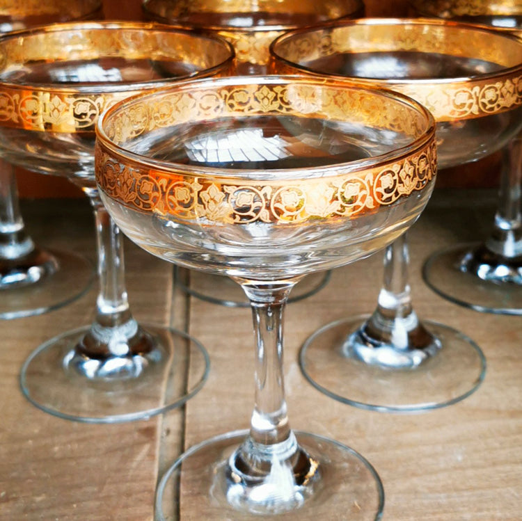 Vintage gilded champagne glasses champagne bowls