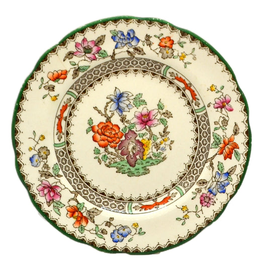 Spode Chinese Rose Green Rim Side Plate