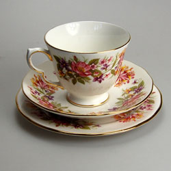 colclough wayside bone china teacup trio
