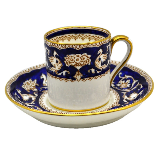 Crown Staffordshire Porcelain Demitasse Espresso Cups Imperial Cobalt Blue and White China