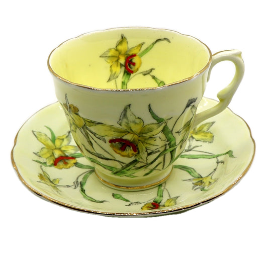 Crown Staffordshire Porcelain Floral China 713759 Daffodils Teacup & Saucer c1930
