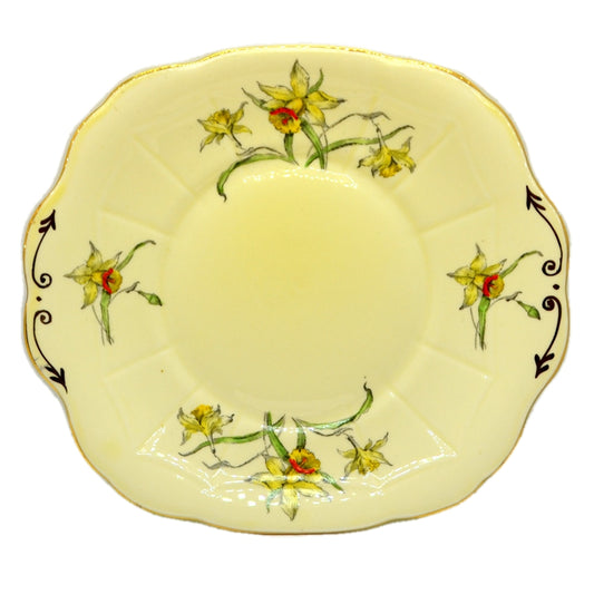 Crown Staffordshire Porcelain Floral China 713759 Daffodils Cake Plate c1930