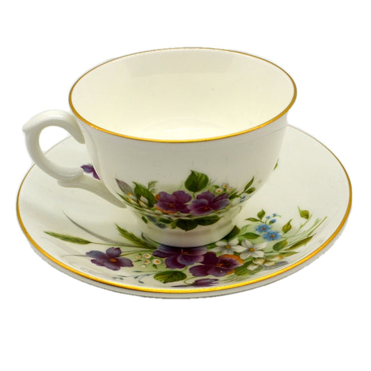 Crown Staffordshire Viola Bouquet A16 China Teacup and Saucer