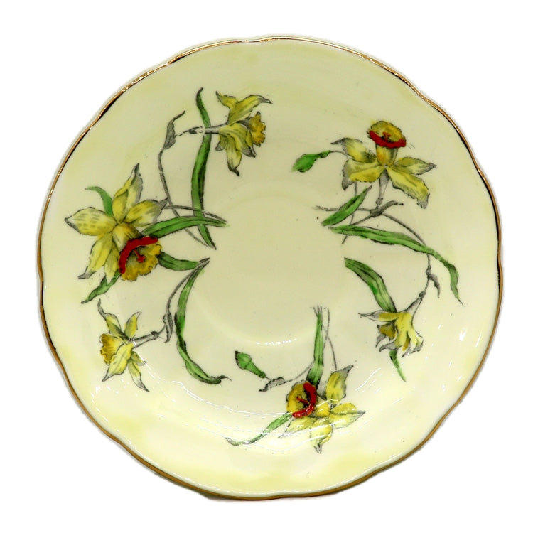 Crown Staffordshire Porcelain Floral China 713759 Daffodils Teacup & Saucer c1930