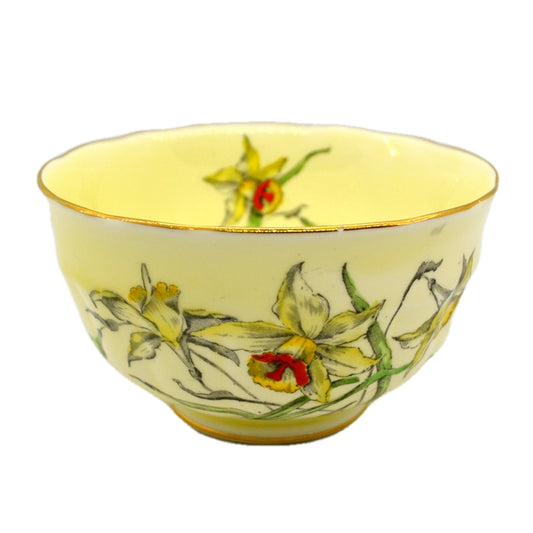 Crown Staffordshire Porcelain Floral China 713759 Daffodils Sugar Bowl c1930