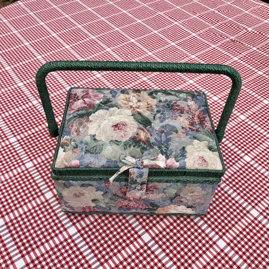 floral vintage sewing basket