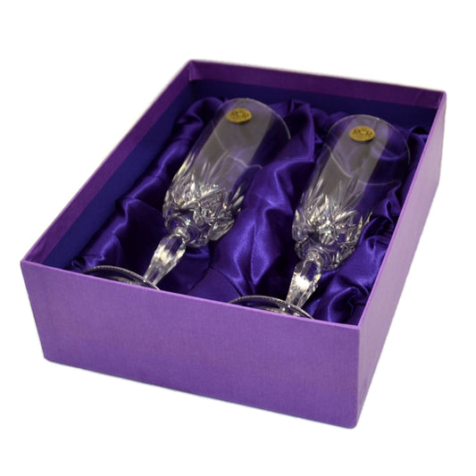 Italian Crystal Boxed Lead Crystal Tall Champagne Glasses