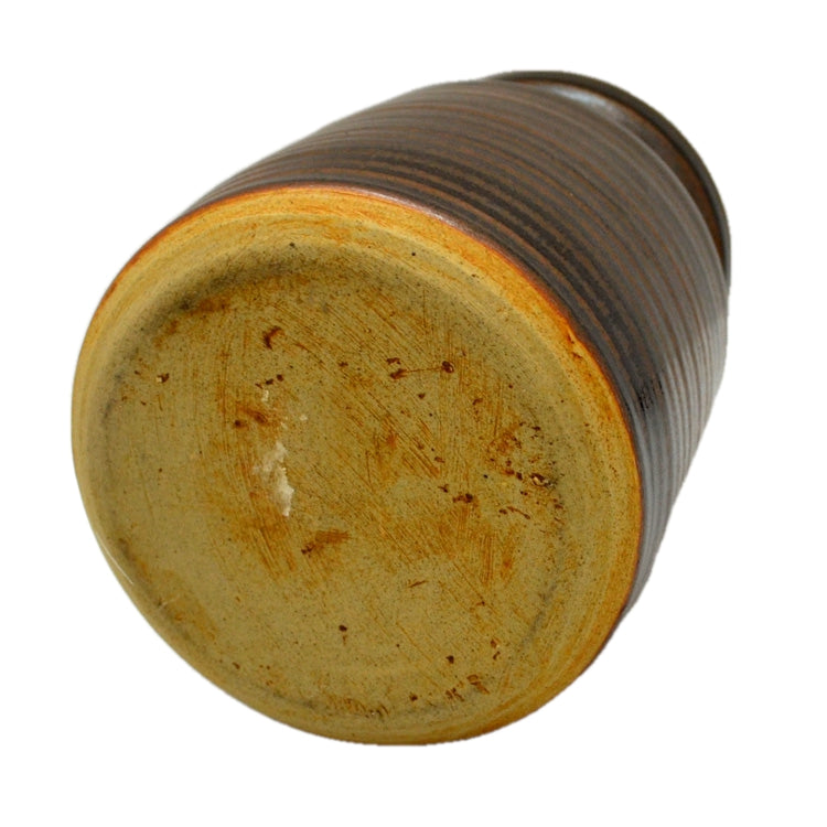 Retro Stoneware Vase Brown Ribbed