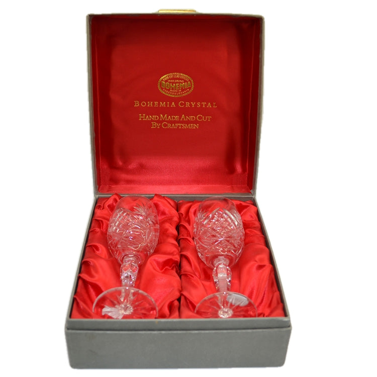 Bohemia Crystal Vintage Boxed Lead Crystal Small Champagne Glasses