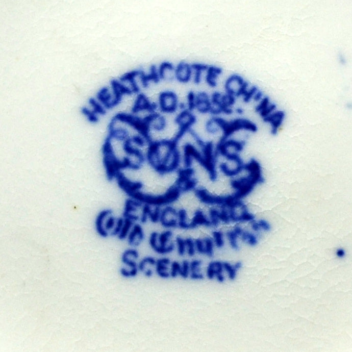 Heathcote Blue and White China Old English Scenery Large Milk Jug