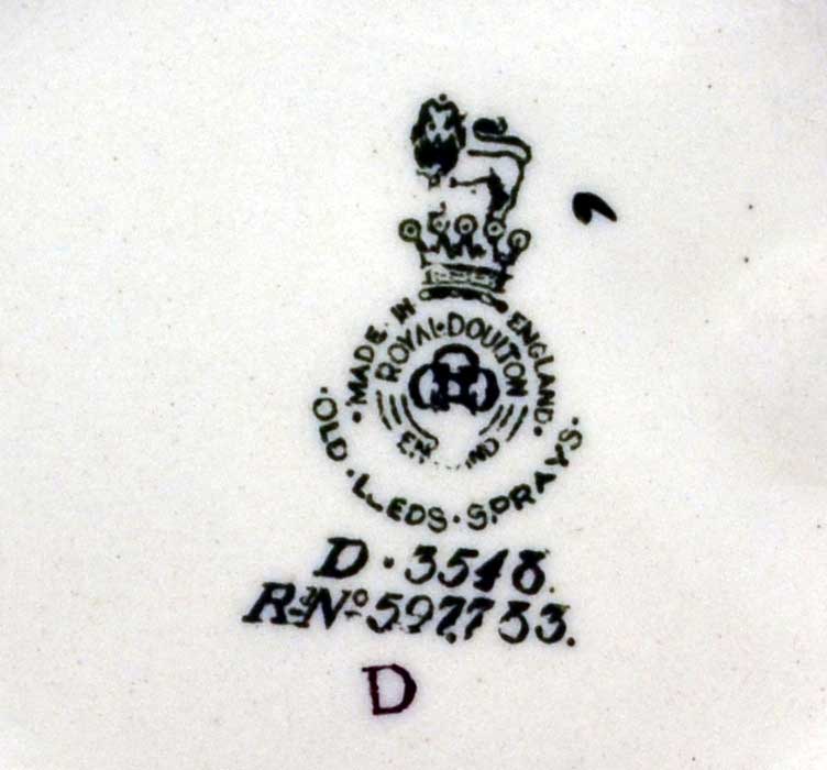 Royal Doulton Old Leeds Sprays D3548 Gravy Jug 1937-1940