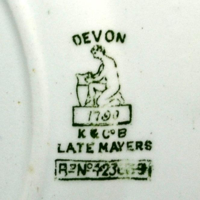 Devon Antique green and white china marks Keeling & co