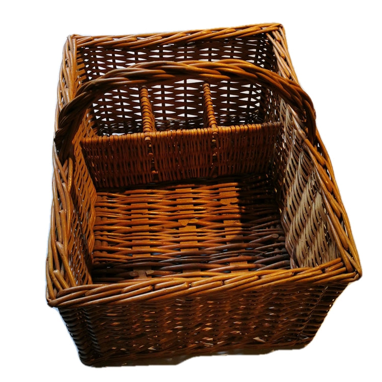 Vintage Wicker Basket with bottle holders