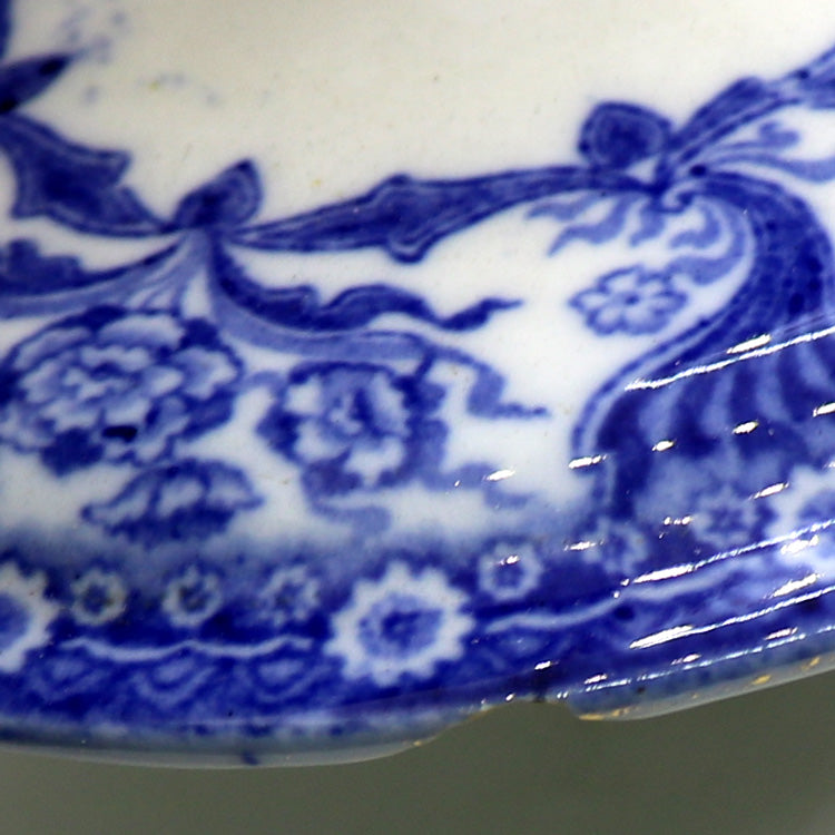 Antique Colonial Pottery Malvern Blue & White China RD No 406303 Sauce Tureen & Saucer