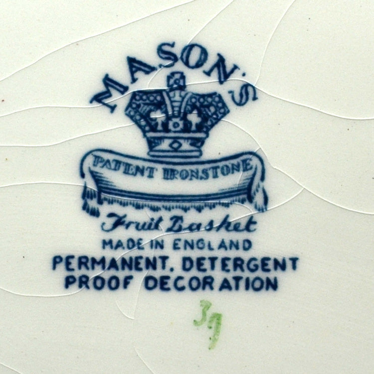 Vintage Mason's Fruit Basket Patent Ironstone China Oval Dish c1960 marks