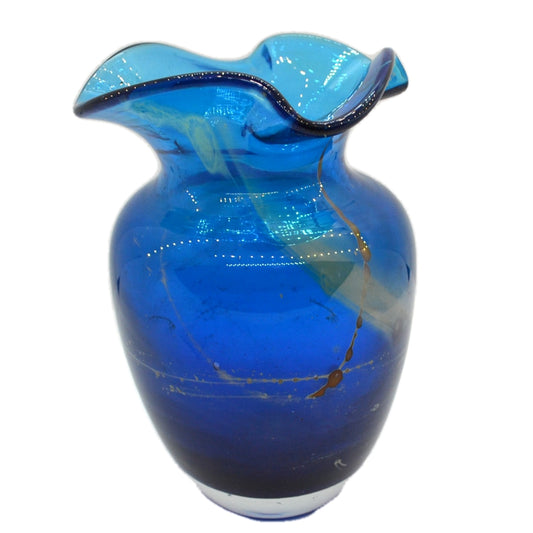 Vintage Mdina Studio Art Glass Blue Vase