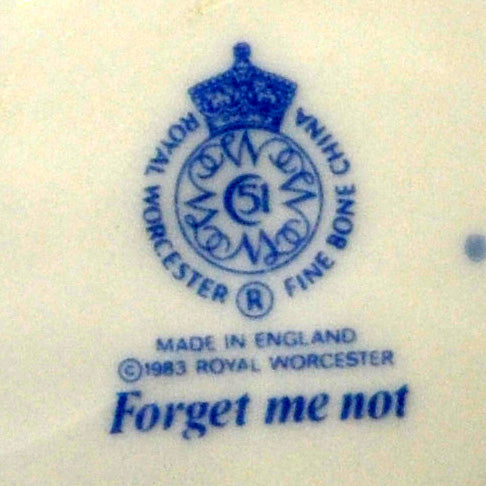royal worcester forget me not china mark 1983