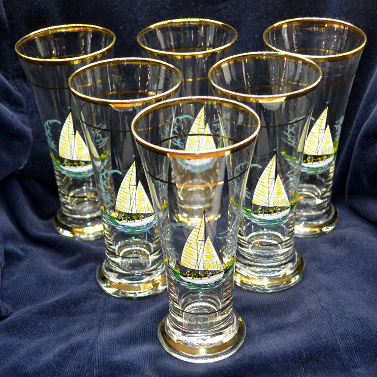 Set of 6 Tall Vintage Larger Glasses