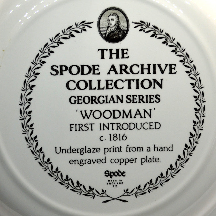 Spode China Archive Georgian Series Black and White Woodman Dinner Plate
