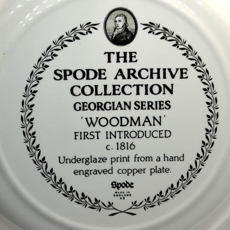 Spode China Archive Georgian Series Black and White Woodman Dinner Plate