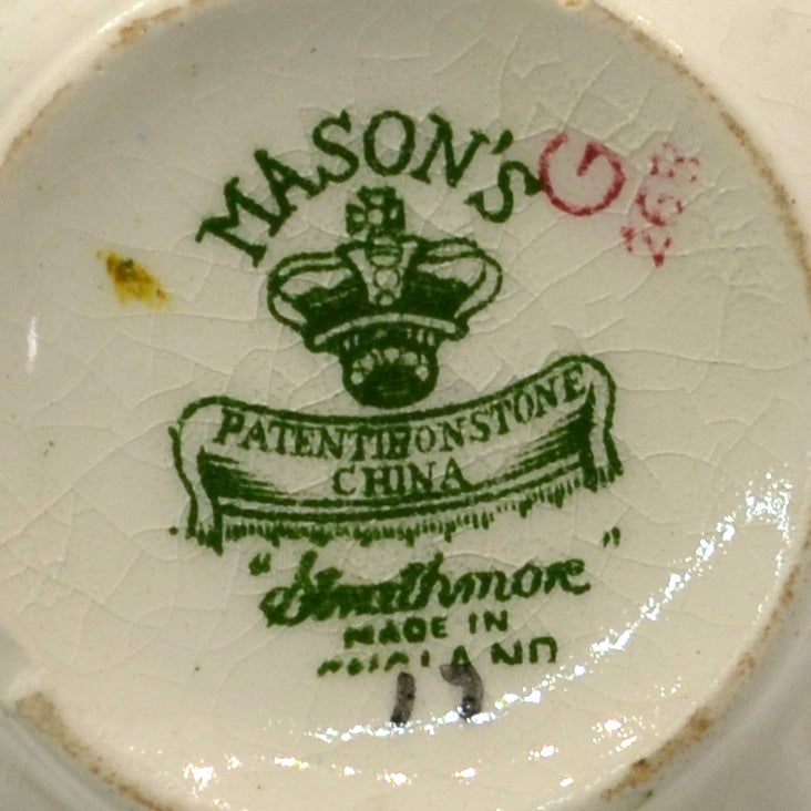 Vintage Masons Strathmore Green and Yellow Teacup Trio c1940-1950