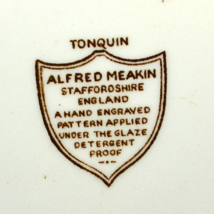 Alfred Meakin Tonquin Brown and White China 10-Inch Dinner Plate c1960