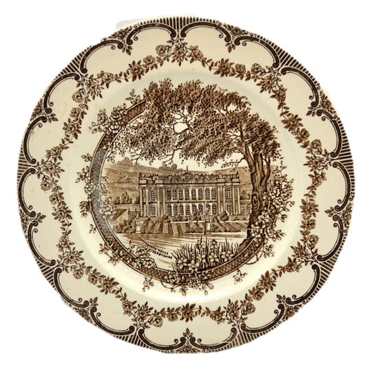 English Ironstone Tableware Brown and White China Chatsworth House Plate