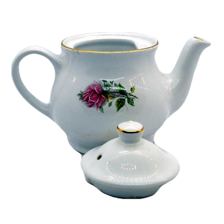 Sadler teapot white with pink roses