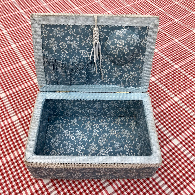 Vintage blue and white floral sewing box