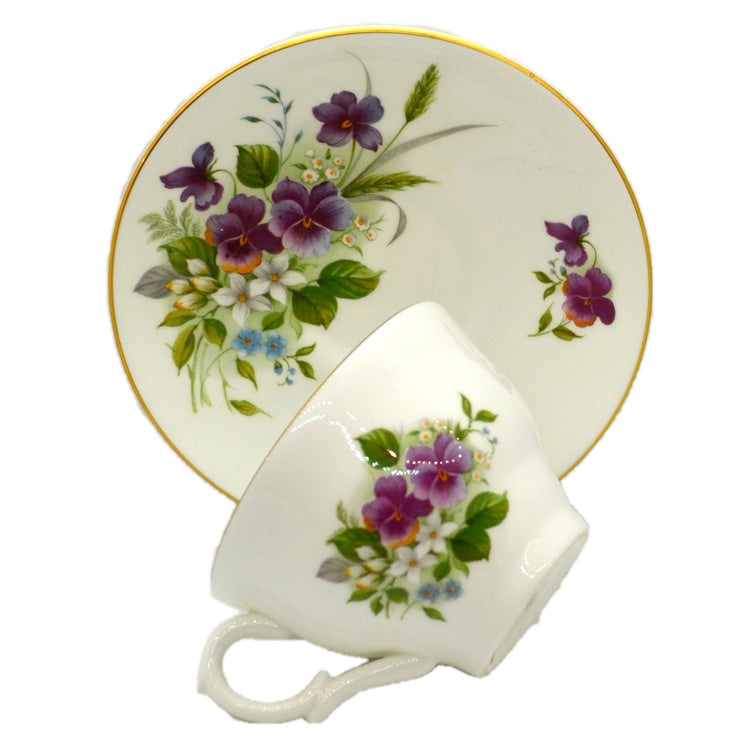 Crown Staffordshire Viola Bouquet A16 China Teacup and Saucer