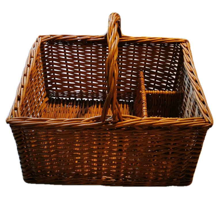 wicker basket with bottle holders