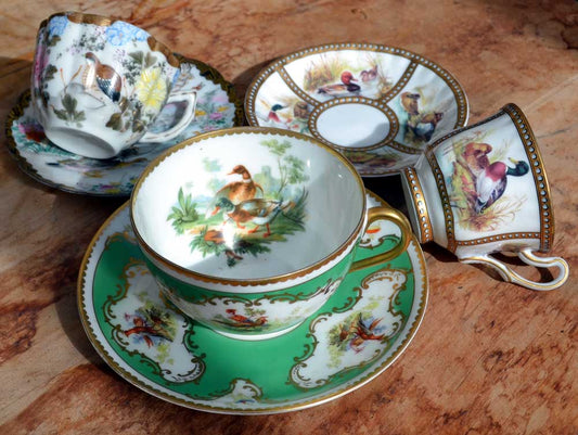 vintage china tea cup bird patterns