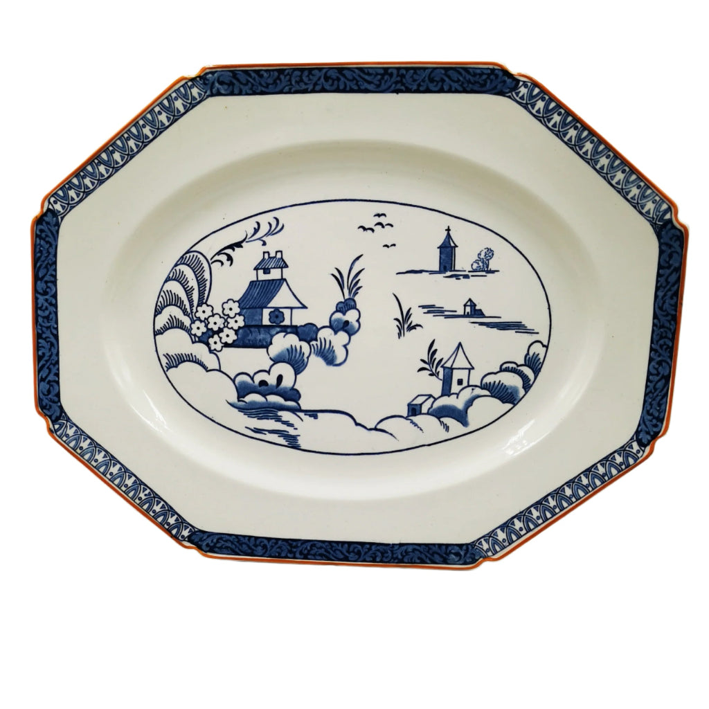 Woods Ware Blue & White Alva 3-piece Platter Set – Vintage Farmhouse 