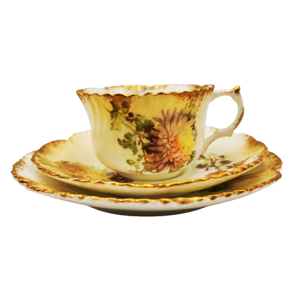 Antique Mintons Floral Porcelain China Teacup, Saucer & Side Plate Trio Rd No 195702