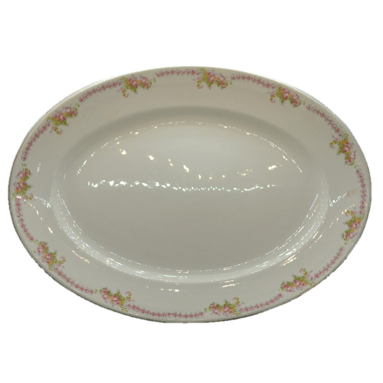 Ironstone Pink Rose Floral China 19-inch Oval Platter