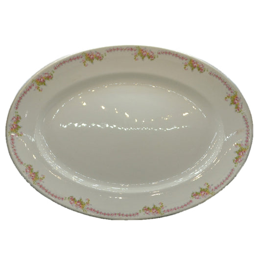 Ironstone Pink Rose Floral China 19-inch Oval Platter