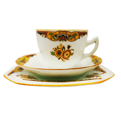 English-Floral-China-Teacup-Saucer-&-Side-Plate