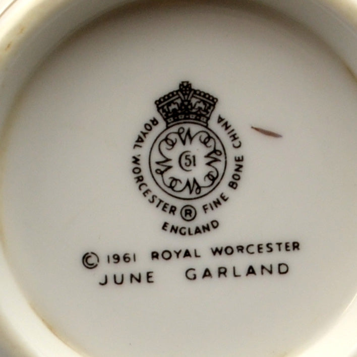 Royal Worcester China June Garland Breakfast Cup and Saucer