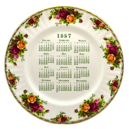 1997 Royal Albert China Old Country Roses Round Calendar Cake Plate