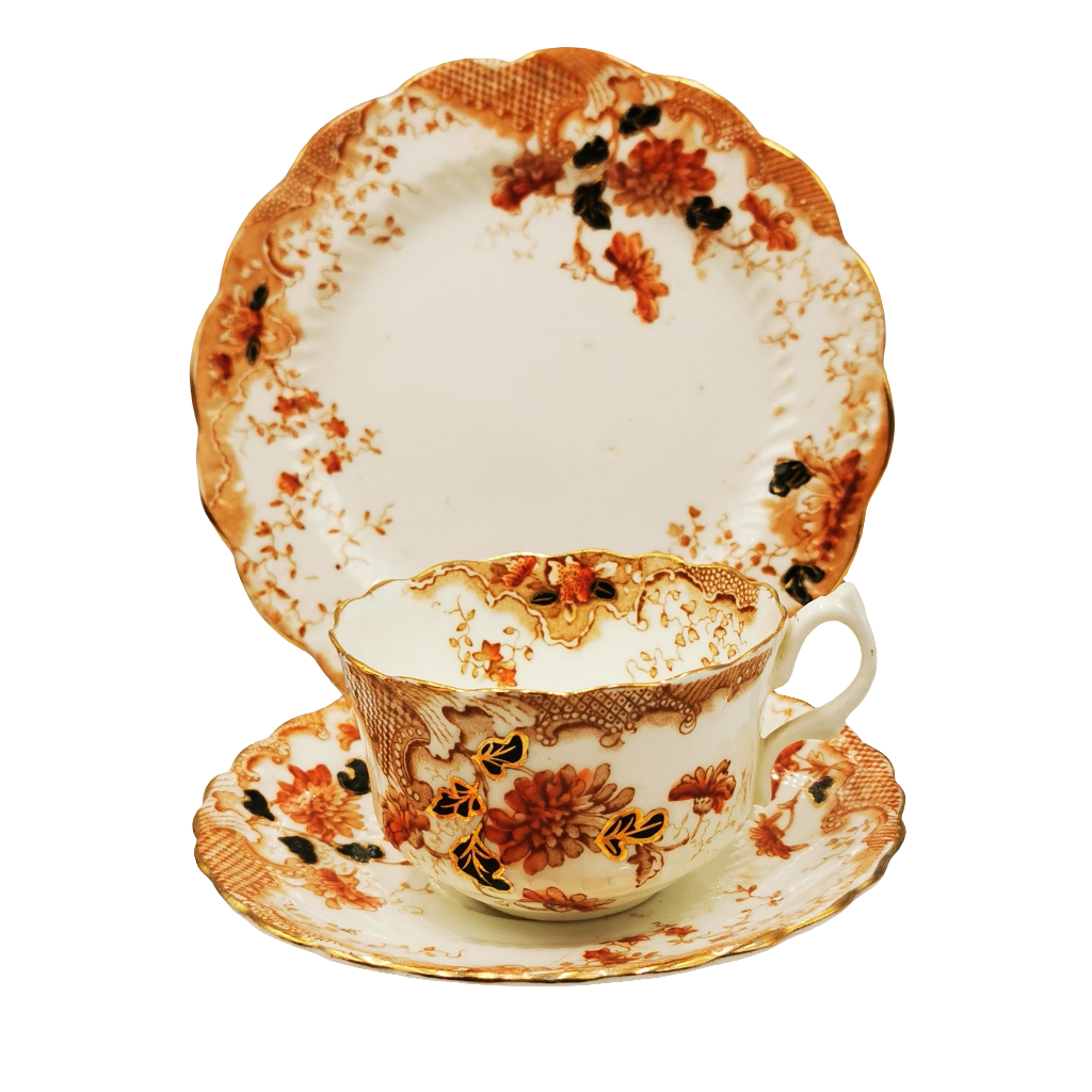 Antique Redfern & Drakeford Floral China 2307 Teacup Trio