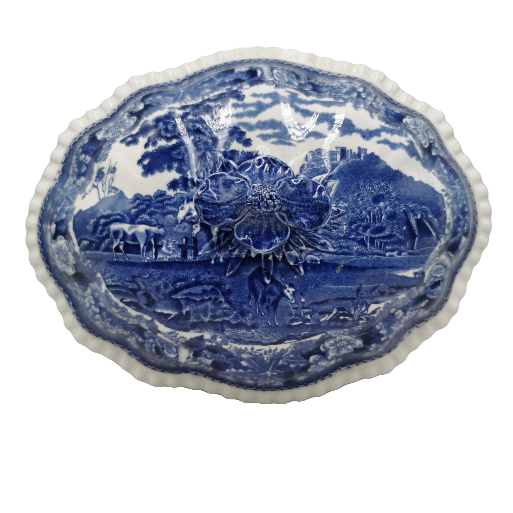 Adams English Scenic Blue and White China lid for Tureen