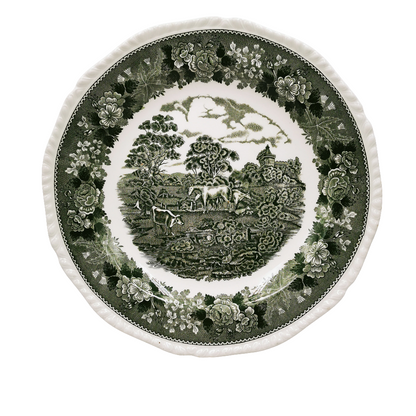 Adams English Scenic Green and White China 12.2-inch Charger Plate
