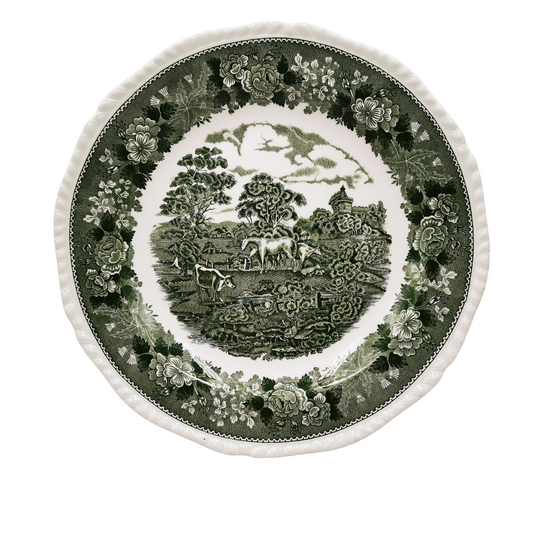 Adams English Scenic Green and White China 12.2-inch Charger Plate