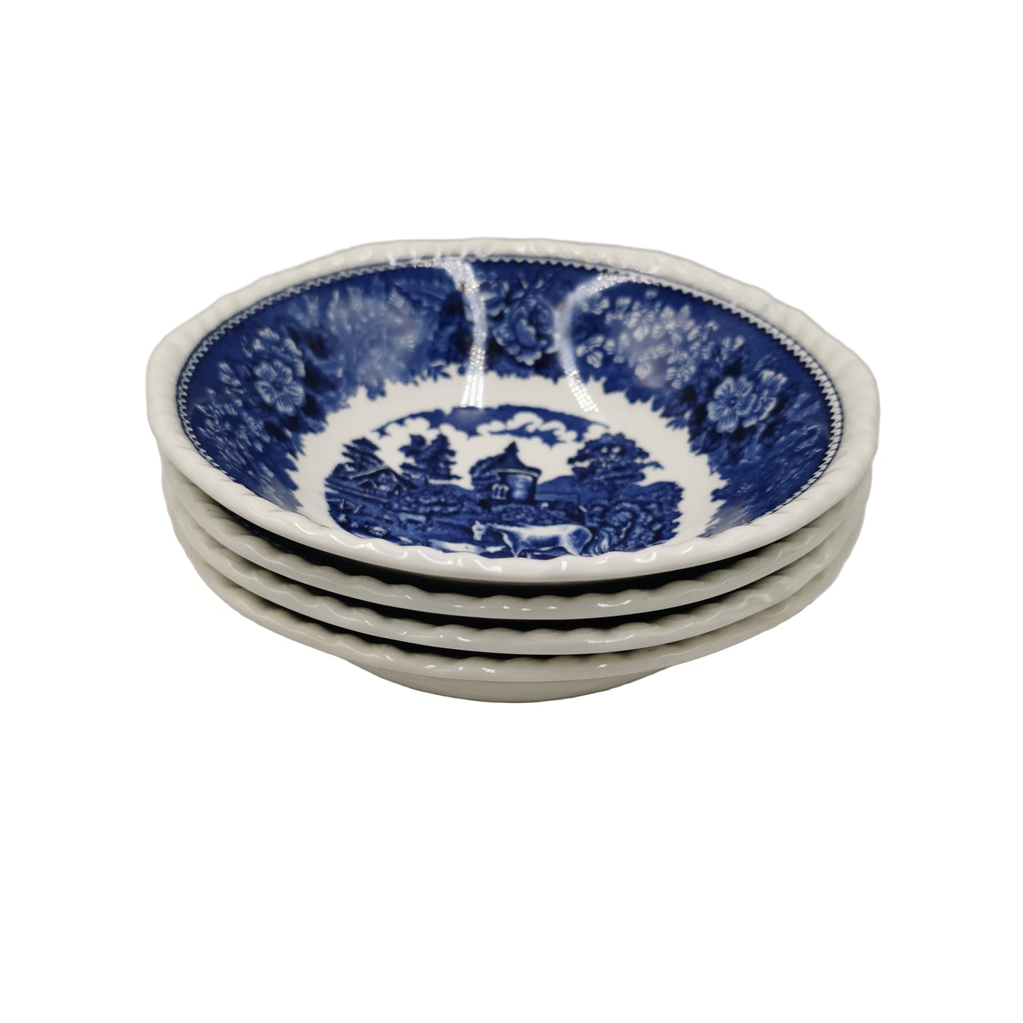 Adams English Scenic Blue and White China 6-3/8th-inch Cereal Bowl